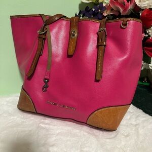 Dooney & Bourke Fuchsia and Brown Tote